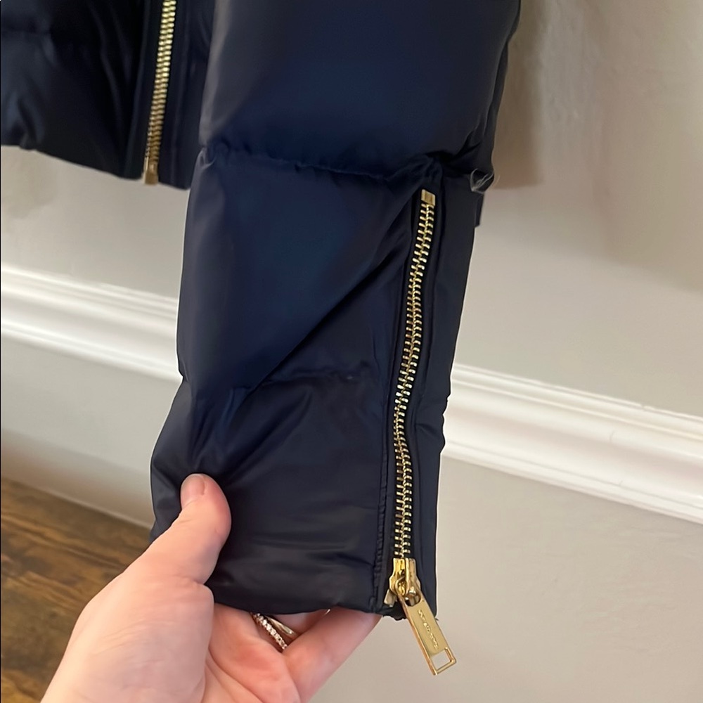 Michael Kors Navy Blue Puffer Jacket with Gold Accents - Picture 6 of 8